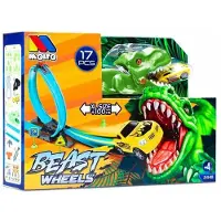 MOLTO Circuit de course de dinosaures REX Track - - Piste de voiture jouet avec Looping - Vert et Bleu - Enfant