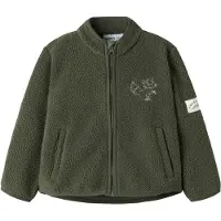 Name it Veste en polaire 'NMMOWE' gris clair / vert foncé