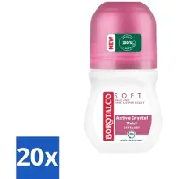 Borotalco 20 déodorants roll-on , senteur Poudre Douce et Fleur Rose, 50 ml - Pack avantage - 20 pièces