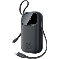 Baseus Batterie externe 10000 mAh EnerFill FC3, 22,5 W, USB-C, Lightning, USB-A, câbles intégrés, affichage LED, noir