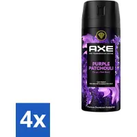 Axe - Déodorant spray - Patchouli violet - Rafraîchissant - Parfum épicé - 150 ml - Pack avantage - 4 pièces