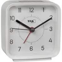 TFA-Dostmann Réveil analogique , modèle 60.1044, alimenté par pile, comprenant une horloge quartz, sans tic-tac, idéal pour la chambre à coucher, le salon ou la cuisine, avec fonction snooze