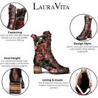 LAURA VITA Bottines à lacets vert / rouge / lie de vin / noir