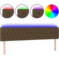 vidaXL Tête de lit LED brun foncé 200x7x78/88 cm Tissu