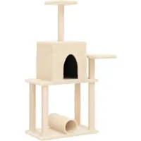 vidaXL Arbre à chat avec colonnes à griffer en sisal Crème 122 cm