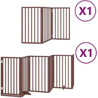 vidaXL Porte pour chien 9 pièces avec porte Pliable Marron 450 cm Bois de peuplier