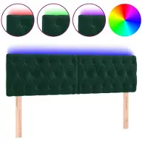 vidaXL Tête de lit LED vert foncé 144x7x78/88 cm velours