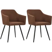 vidaXL Chaise de salle à manger 2 pcs. Marron Tissu