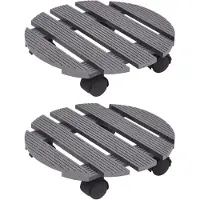vidaXL Chariots à plantes 2 pcs Gris Ø30x7,5 cm WPC