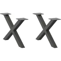 vidaXL Pieds de table basse en X 2 pcs. Anthracite 60x(30-31) cm Acier