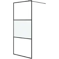 vidaXL Paroi de douche pour passage piétonnier noir 90x195cm semi-mat ESG
