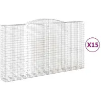 vidaXL Gabions avec arc surélevé 15pcs 400x50x220/240cm Fer galvanisé