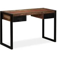 vidaXL Bureau avec 2 tiroirs en vieux bois massif 120x50x76 cm