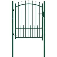 vidaXL Portail de clôture avec pointes Acier 100x125 cm Vert