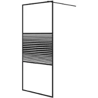 vidaXL Paroi de douche pour passage piétonnier noir 90x195 cm verre ESG transparent