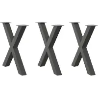 vidaXL Pieds de table de salle à manger en X 3 pcs. Anthracite 80x(72-73) cm Acier