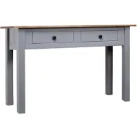 vidaXL Table console Gris 110x40x72 cm Pin solide Gamme Panama