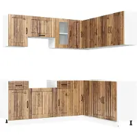 vidaXL Ensemble de 11 armoires de cuisine Kalmar imitation vieux bois Matériau dérivé du bois