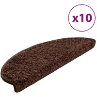 vidaXL Tapis d'escalier 10 pièces 65 x 21 x 4 cm Marron Demi-rond Grand