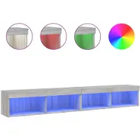 vidaXL Armoires TV avec lampes LED 2 pcs. Gris Sonoma 100x30x30 cm