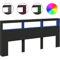 vidaXL Tête de lit LED avec étagères Noir 220x17x102 cm