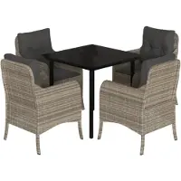 vidaXL Salon de jardin 5 pièces avec coussins gris clair Poly rotin
