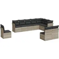 vidaXL Ensemble de 10 canapés de jardin avec coussins gris clair Poly rotin
