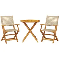 vidaXL Ensemble Bistro 3 pièces Beige Poly rotin et bois massif