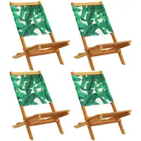 vidaXL , 4 chaises pliantes, tissu vert et bois massif