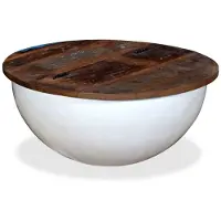 vidaXL Table basse en vieux bois massif blanc en forme de bol