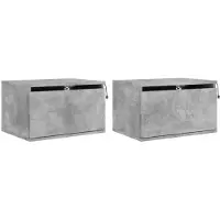 vidaXL Tables de chevet murales avec lumières LED 2 pcs gris béton