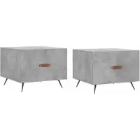 vidaXL Tables basses 2 pcs. Gris béton 50x50x40 cm Bois composite