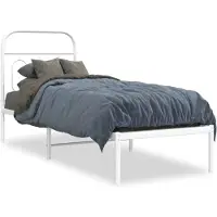 vidaXL Lit métallique sans matelas avec tête de lit blanc 75x190 cm