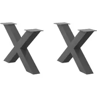 vidaXL Pieds de table basse en X 2 pcs. Anthracite 70x(42-43) cm Acier