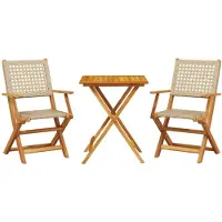 vidaXL Ensemble Bistro 3 pièces Beige Poly rotin et bois massif