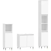vidaXL Ensemble de meubles de salle de bain 3 pièces blanc en bois composite