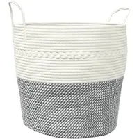 vidaXL Panier de rangement gris et blanc Ø43x38 cm coton