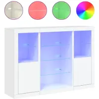 vidaXL Sideboards avec lampes LED 3 pcs. Blanc Bois composite