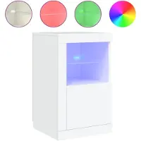 vidaXL Armoire d'appoint avec lampes LED Blanc Matériau dérivé du bois