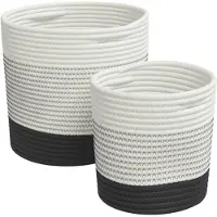 vidaXL Paniers de rangement 2 pcs blanc et noir coton