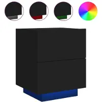 vidaXL Armoire de chevet avec lumières LED noir bois d'ingénierie