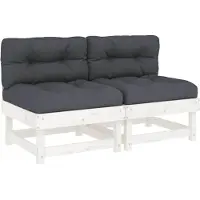 vidaXL Canapé central avec coussins 2 pcs. Blanc Pin massif