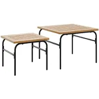 vidaXL Tables de salon d'extérieur 2 pcs. Marron et noir Acier