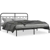 vidaXL Cadre de lit avec tête de lit en métal noir 193x203 cm