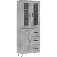 vidaXL Highboard gris béton 69,5x34x180 cm Bois composite