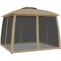 vidaXL Pavillon avec double toit & parois en filet Taupe 2,93x2,93 m Acier