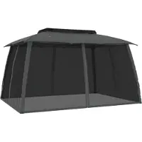 vidaXL Pavillon avec double toit & parois en filet Anthracite 3,93x2,93m Acier