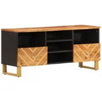 vidaXL Armoire TV marron et noir 100x33,5x46 cm bois massif mangue