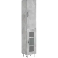 vidaXL Highboard gris béton 34,5x34x180 cm Bois composite
