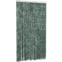 vidaXL Rideau anti-mouches vert et blanc 118x220 cm Chenille